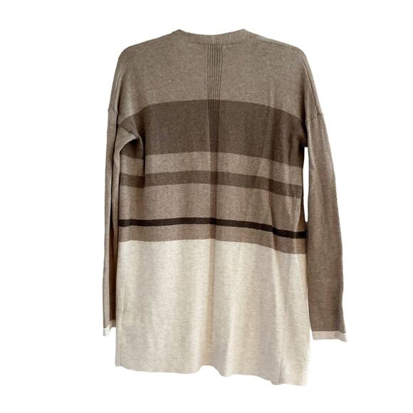 GAP tan striped long oversized open front Knit sweater Neutral Cardigan XS NWT - Picture 4 of 16